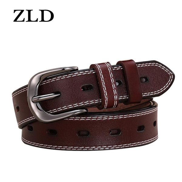 

zld cow leather belt luxury female belt ladies new fashion classic retro pin buckle ladies wild leather, Black;brown