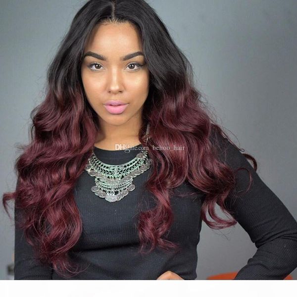 

1b 99j ombre human hair full lace wig burgundy two tone 1b 99j glueless lace front full lace wigs ombre hair wig, Black;brown