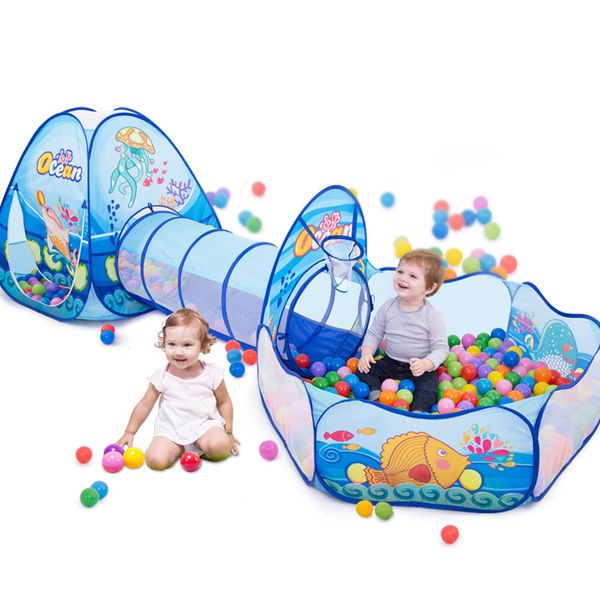 

toys tunnel tent ocean series cartoon game big space ball pits portable pool foldable children outdoor sports educational toy 1020