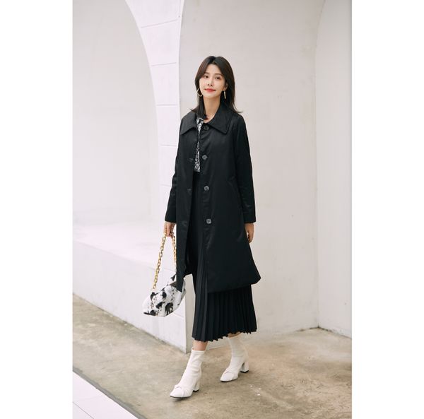 

2020 factory direct sales winter casual new long hooded black ladies silk down jacket customization