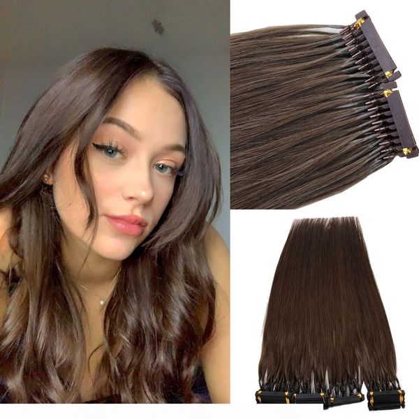 

100% real human hair extensions 6d hair clate brown color slik straight 6d hair extensions 100g 0.8g strand, Black