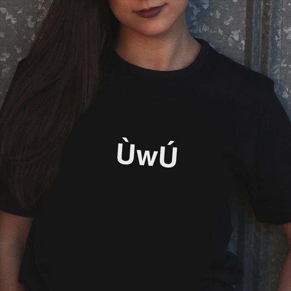 

uwu kpop t shirt women fangirl t shirt summer cotton short sleeve aesthetic clothes minimalist harajuku tumblr streetwear, White