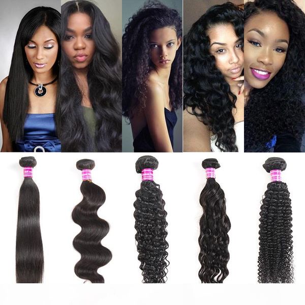 

wholesale brazilian peruvian malaysian straight body deep water wave human virgin hair extensions raw indian virgin hair 5 6 weave bundles, Black