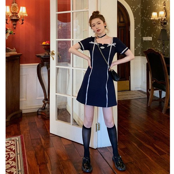 

internet celebrity same letter bow lace-up square collar short sleeve high waist dress for butterfly butterfly women 2020 summer new yvqtb y, Black;gray