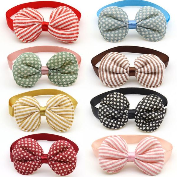 Pet Dog Bow Stripe Star Serierier Bowknot Ajustável Collar Gravatas Animais De Estimação Acessórios Pet Produto Suprimentos Choker Zyy528