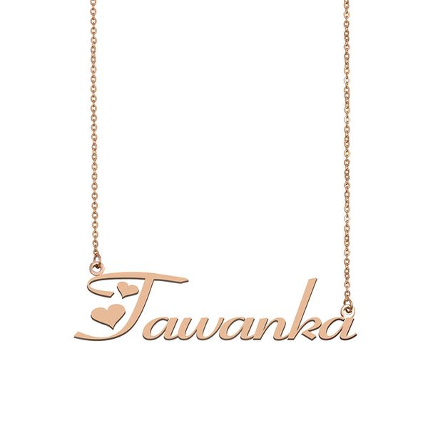 

tawanka name necklace custom nameplate pendant for women girls birthday gift kids friends jewelry 18k gold plated stainless steel, Silver