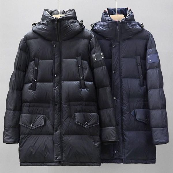 

fall / winter 2020 new b family fashion men's mid long hooded and versatile down jacket, Black