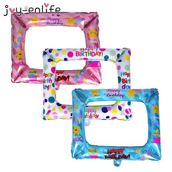 

1pc happy foil balloons celebration inflatable frame baby shower birthday decorations kid party supplies