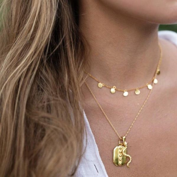 

золотой цвет choker ожерелье для женщин 2 слоя блестки змея подвеска цепи ожерелья подвески бархатные чокеры мода ювелирные изделия, Golden;silver