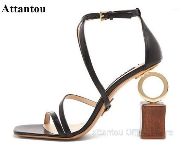 

dress shoes designer asymmetrical building block heeled women sandals ankle strappy narrow band fashion stage summer sandalias mujer1, Black
