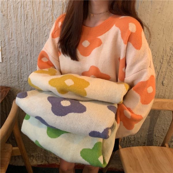 

women fashion sweaters winter women flower sweaters y200910, White;black