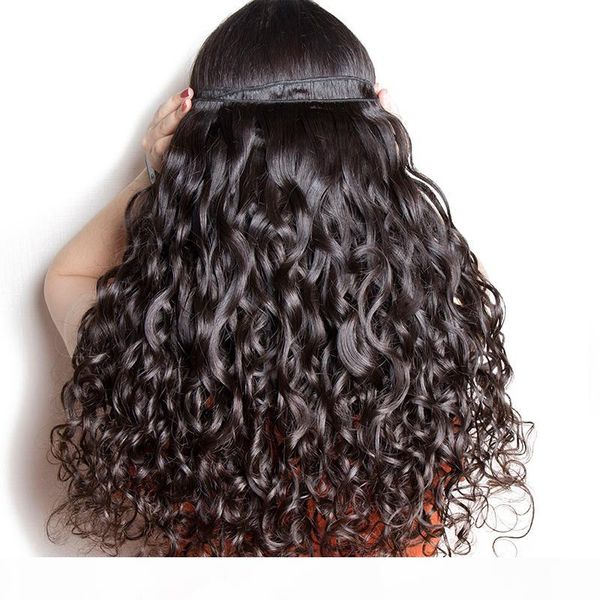 

4x13 lace frontal with 3 bundles water wave brazilian water wave human hair extensions with ear to ear lace frontal closure brazilian hair, Black;brown