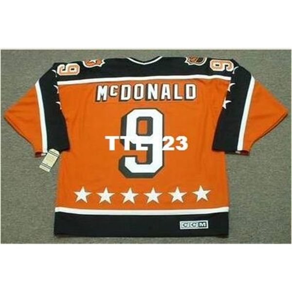 

421s #9 lanny mcdonald 1984 campbell "all star" ccm vintage retro hockey jersey or custom any name or number retro jersey, Black