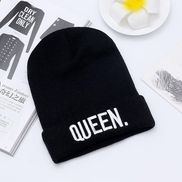 

king queen beanies cap brand embroidery warm winter hat knitted cap hip hop men women lovers hats street dance bonnet skullies bbyysx