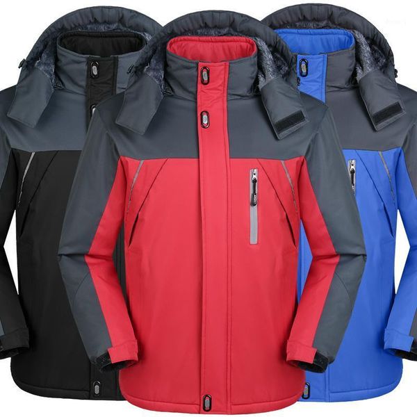 

outdoor jackets&hoodies hiking fleece hooded jackets men women removable hat windbreaker waterproof thicken mountaineering coat warm clothes, Blue;black