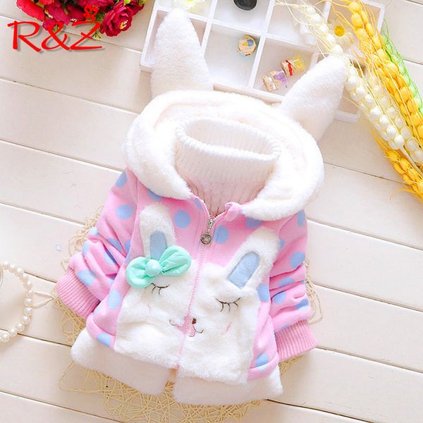 

r&z children's jacket autumn and winter new girls coat polka dot cartoon rabbit ears hooded jacket 201126, Blue;gray