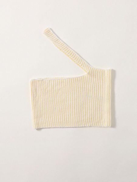 

knitted one shoulder cover up o0ke#, White;black