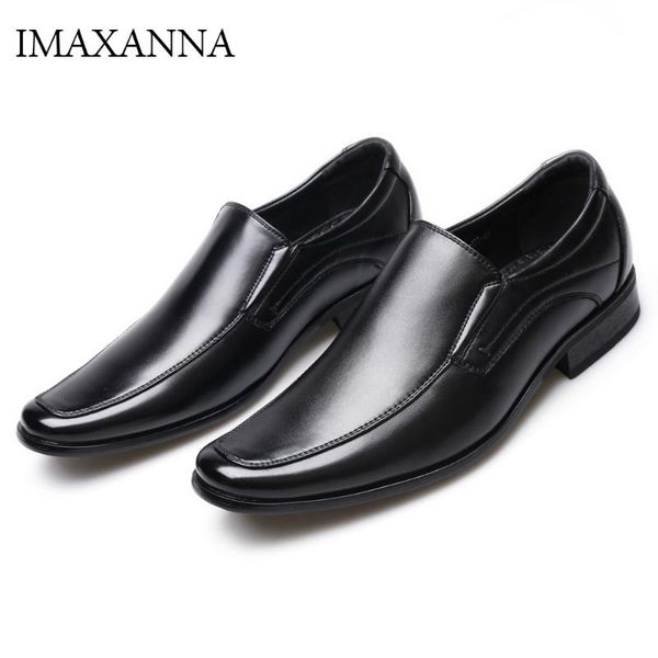 

imaxanna men shoes leather loafers for men designer shoes loafer square head leather dress oversize 39-47, Black