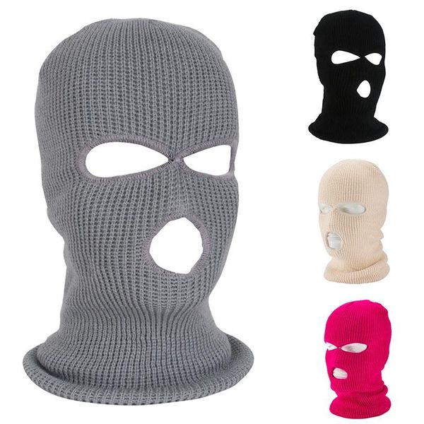 

11 Colors Knitted Headgear Windproof Mask Full Face Cover Masks Winter Warm Ski Cycling Hat 3 Hole Army Warrior Cap