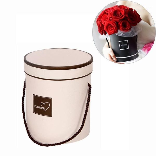 

flower hug bucket vase with lid round flower paper boxes rose bouquet florist gift storage box for home wedding party1