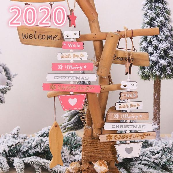 

2020 wooden hanging door decorations xmas tree home funny christmas pendant drop ornaments