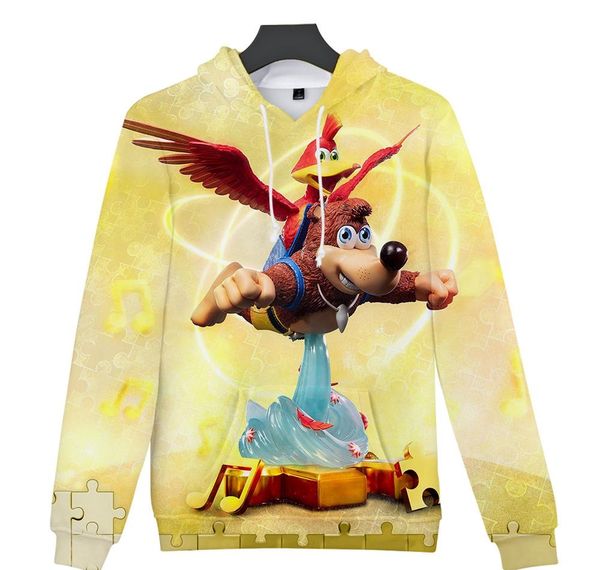 

anime hoodies banjo kazooie hoodies men women autumn fashion hoodie harajuku cartoon print loose boy sweatshirt, Black