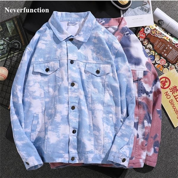 

men camouflage printed slim fit jeans jackets pink black white hip hop man streetwear cotton casual denim coat plus size 4xl 201116, Black;brown