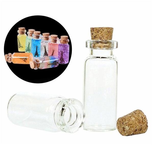 

4pcs/lot 10ml mini glass bottle vials empty sample jars with cork ser glass bottle message vial weddings wis sqchma