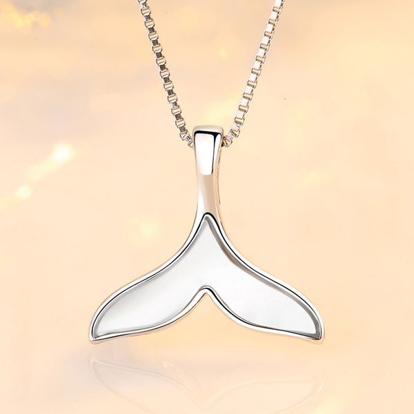 

s925 pure silver fritillaria fishtail necklace female fashion simple temperament small fresh mermaid tail clavicle chain jewelry