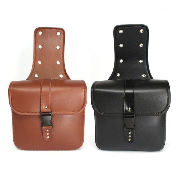 

dongzhen motorcycle bag pu leather saddle bags side box bag motorbike luggage waterproof storage tool black/brown 2 pc1