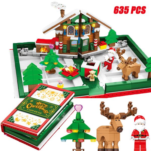 

kids christmas book model building blocks constructor bricks santa ride figures educational toys for children gifts