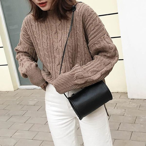 

1 pcs women mini crossbody bag classic lady pu leather cylinder round shoulder bags b88