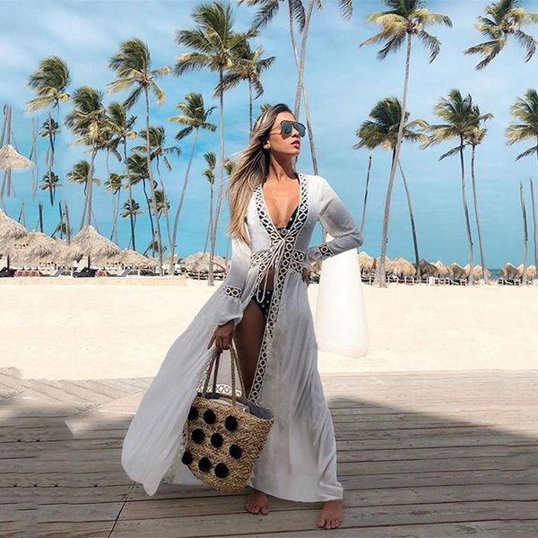 

women's swimwear 2021 summer selling long loose loops lace patchwork femlae cardigans prevented bask clothes plus size swimsuit beach c, White;black