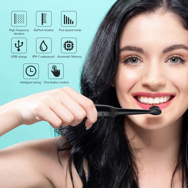 

powerful ultrasonic sonic electric toothbrushes for adults & teens, 5 modes usb rechargeable whitening toothbrush usb charging lasts 30 days