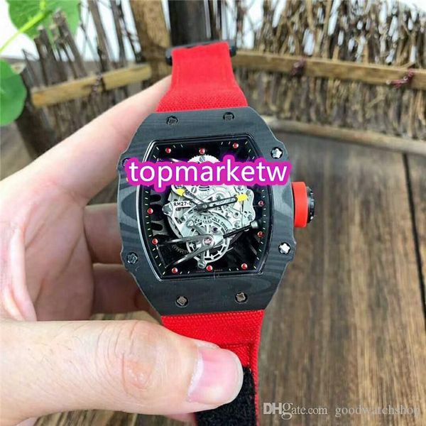 

manufacturers rm27-02 mens watch wristwatch carbon fiber watch swiss automatic mechanical 28800 vph sapphire crystal skelet, Slivery;brown