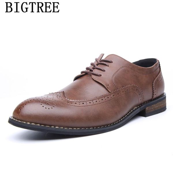 

dress shoes brogue men formal business oxford leather coiffeur office elegant zapatos de hombre erkek ayakkabi, Black
