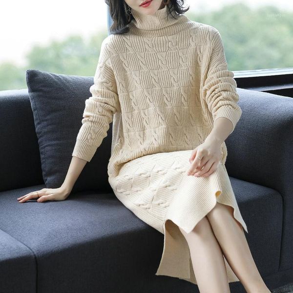 

selling ladies fashion turtleneck cashmere sweater dress autumn winter elegant female wool sweater dress pullovers1, White;black