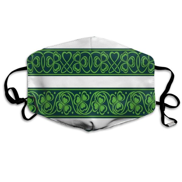 

fashion windproof mask facial decorations unisex,shamrock borders gaelic nature botany theme artistic trefoils with swirls