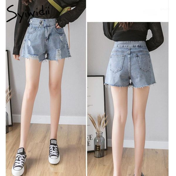 

women's denim shorts classic vintage casual summer denim high waists shorts blue women1, White;black