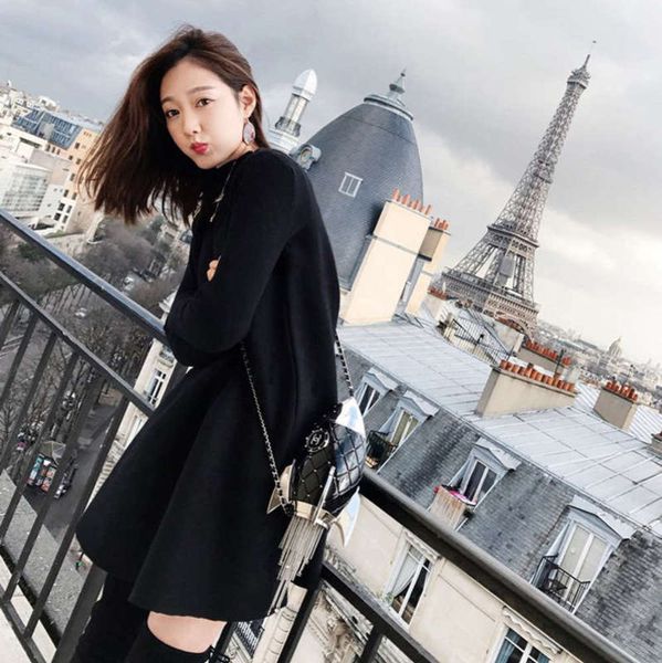 

french minority early autumn women's light ripe foreign platycodon skirt yamamoto style first love zhixun dress women, Black;gray