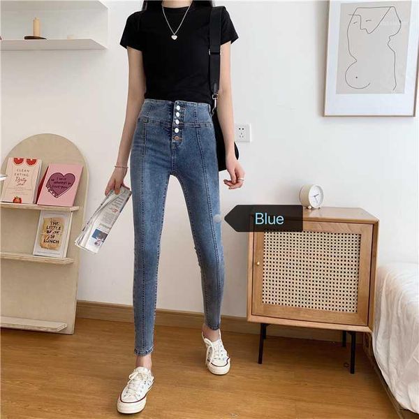 

high-waisted skinny jeans 2020 new wild thin pencil ankle-length pants1, Blue