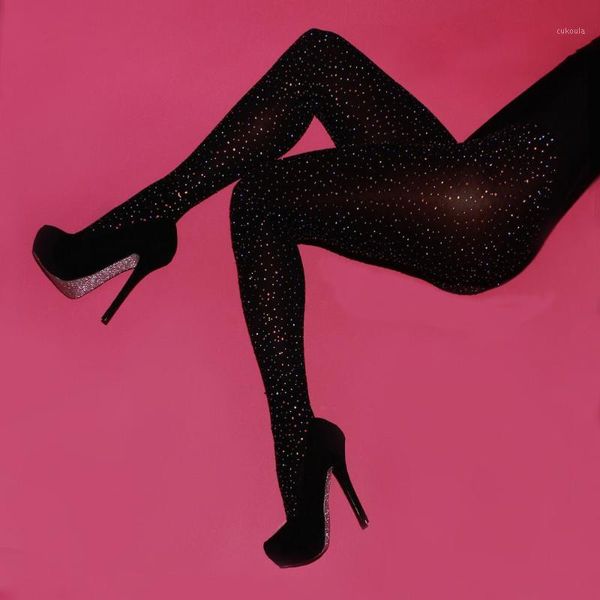 

2018 new fashion us womens crystal rhinestone fishnet elastic stockings fish net tights pantyhose1, Black;white