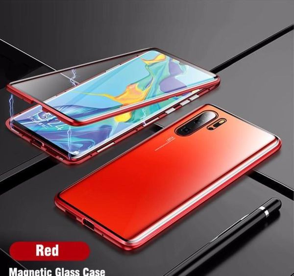 

magnetic absorption metal phone case for huawei p30 p40 pro lite cover double sided tempered glass hu bbyxon bdepack2001