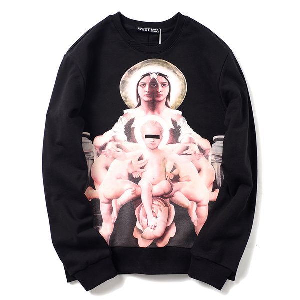 

2021 new 19ss men luxury virgin mary 3d oil hoodies hoody hooded sweatshirts veet cotton drake thick fleece street hip hop #n61 d75g, Black