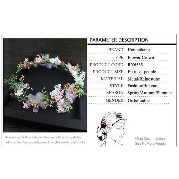 

haimeikang mori style flower headband white lace bow flower crown wedding hair band party festival decor princess flora qyluiq