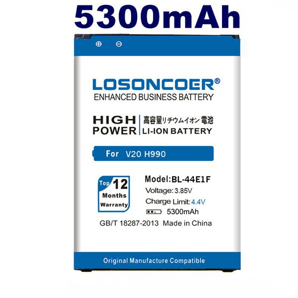 

5300mah bl-44e1f for lg v20 battery f800 h990 vs995 us996 ls997 h990ds h910 h918 stylus3 m400dy gift mobile phone holder stand