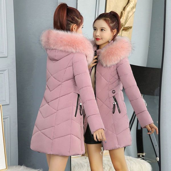 

2021 new designer women's middle long 95 silk cotton large wool collar korean slim and thickened coat, Tan;black