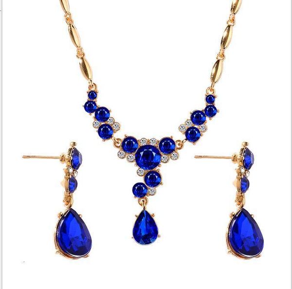 

factory9awljewelry crystal set necklace earrings temperament