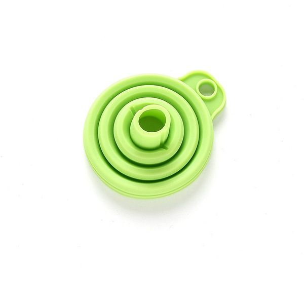 

food grade silicone fold funnel telescopic long necked liquid hopper opp package sell well with green blue color 1 15rl j1