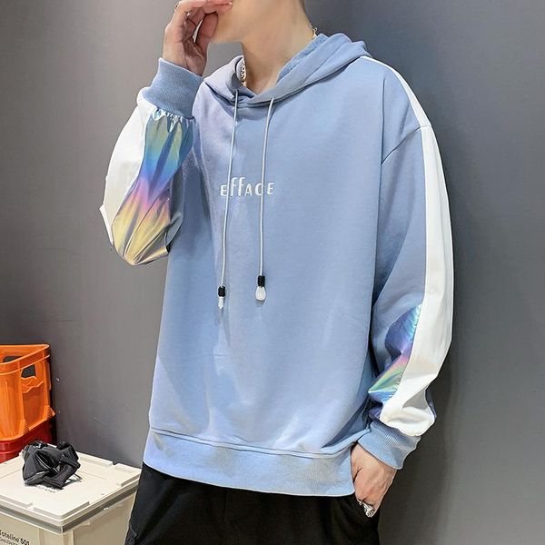 

men's casual contrast design hoodie sweatshirt, Black